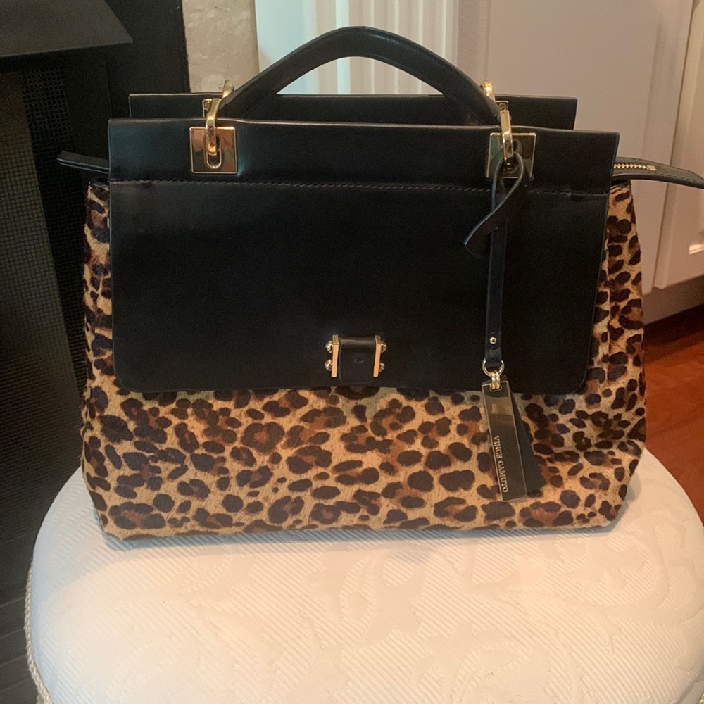 Vince Camuto Satchel Leopard Purse